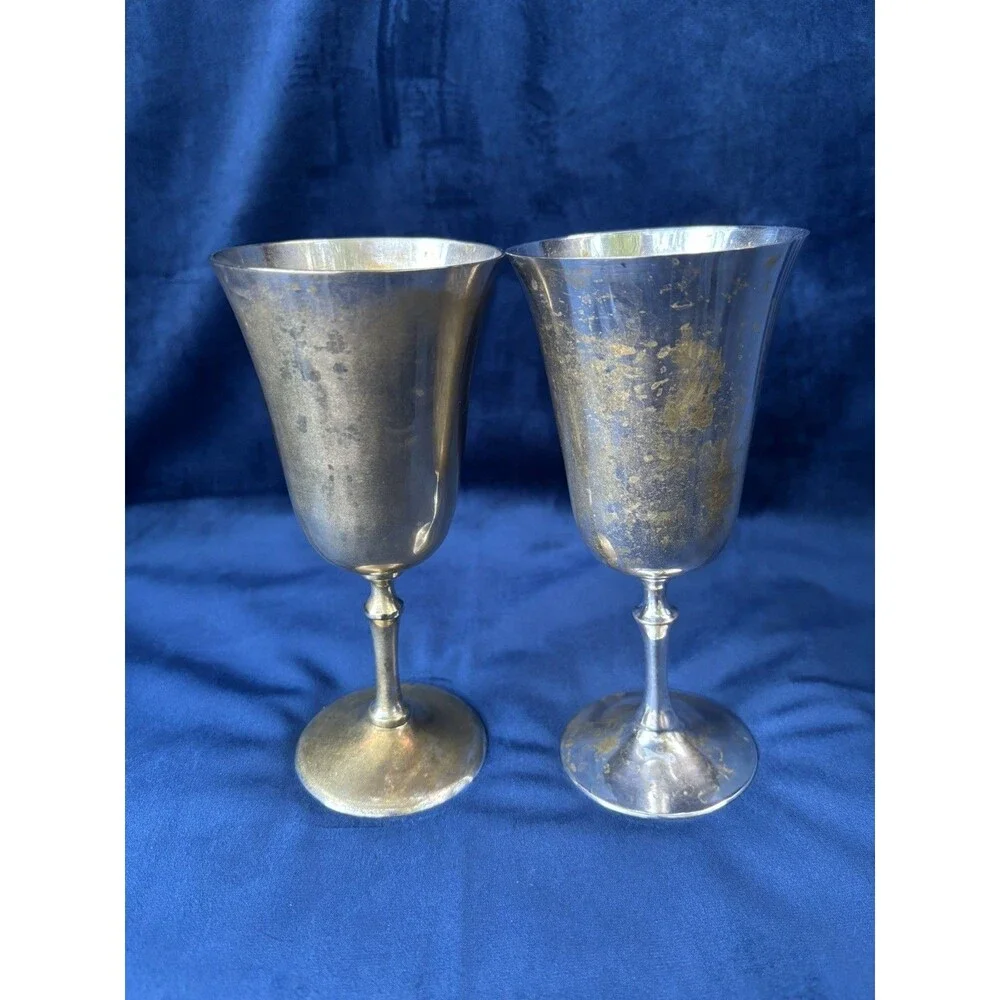 2 Vintage Silver Plated Goblets India, 6